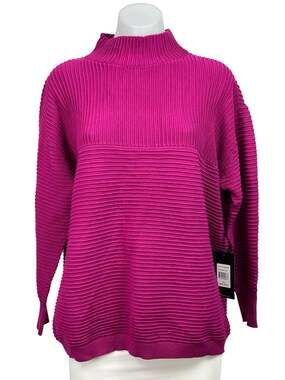 NEW Cyrus Women's Pink Long Sleeve Ribbed Mock Neck Pullover Sweater Size 1X